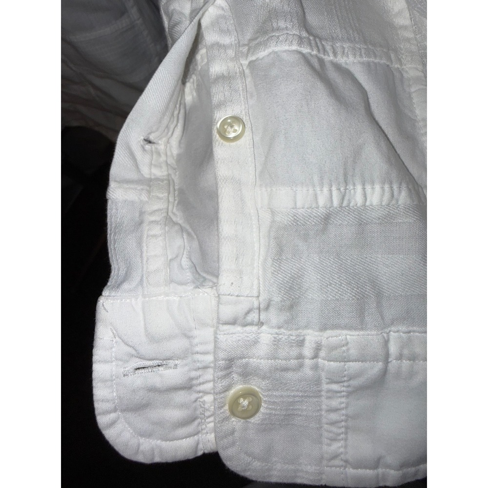 Polo Ralph Lauren Mens XL White Tonal Patchwork Custom Fit Button Down Shirt - Picture 3 of 8